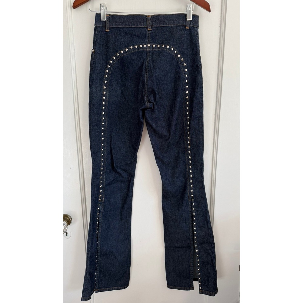 Bebe Jeans Women 28 Dark Wash Studded Flare Split Hem Y2K Western